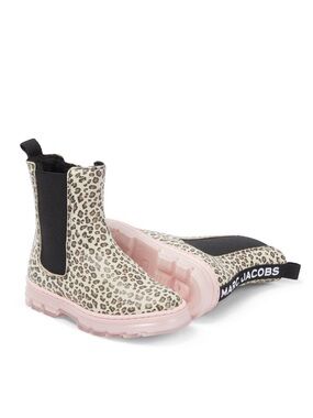 Marc Jacobs Kids Leopard-Print Chelsea Rain Boots with Pink Sole
